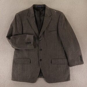 Stafford Jacket 42S M Gray Herringbone 100% Wool Tweed Lambswool Blazer